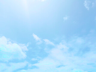 Bright Blue sky with white cloud. Beautiful sky background and wallpaper. Clear day and good weather in the morning.  