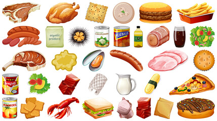 Poster - Set of food isolated