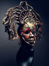 Creative African Mask, Dark Studio Background