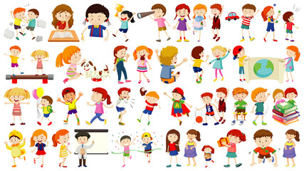 Canvas Print - Set of cute kids cartoon character