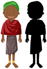 Sticker - Set of people of African tribes character with its silhouette