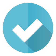 Fototapete - Accept vector icon, flat design blue round web button isolated on white background