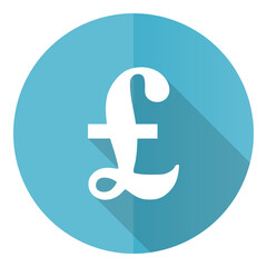 Leinwandbilder - Pound vector icon, flat design blue round web button isolated on white background