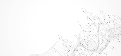 Abstract background with High-tech technology texture circuit board texture. Abstract circuit board banner wallpaper. Electronic motherboard vector illustration