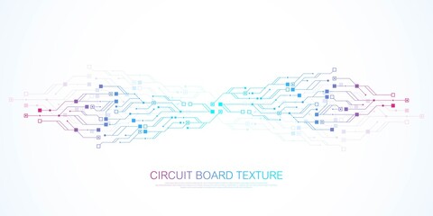 Abstract background with High-tech technology texture circuit board texture. Abstract circuit board banner wallpaper. Electronic motherboard vector illustration