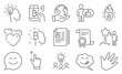 © blankstock - Set of People icons, such as Smile chat, Cv documents. Diploma, ideas, save planet. Star, Yummy smile, Hand. Idea, Bitcoin think, Bitcoin pay. Touchscreen gesture, Like, Heart. Vector
