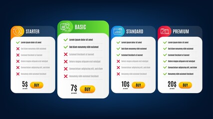 Wall Mural - face id, time management and website statistics line icons set. pricing table, subscription plan. pr
