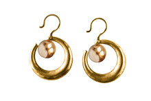 Gold Earrings Isolated