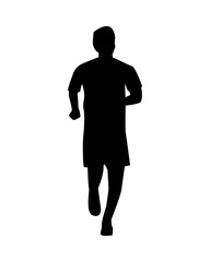 Sticker - athletic man practicing running sport silhouette