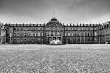 Wall Mural - view of the Neues Schloss castle and courtyard in the heart of downrtown Stuttgart