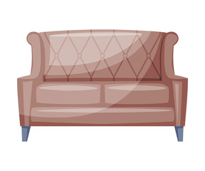 Sticker - Brown Classic Sofa for Living Room Interior Design Vector Illustration on White Background