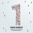 © Sudarsan Thobias - large group of people form to create number 1 or one. people font or number. vector illustration of number 1.
