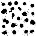 Fototapeta Fototapety dla młodzieży do pokoju - Ink black blot set. Abstract stain. Isolate on a white background