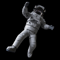 Wall Mural - astronaut during spacewalk, isolated on black background