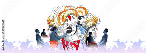 Cuadros en Lienzo illustration of Lord Ganpati on Ganesh Chaturthi background