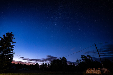 Wall Mural - overhead milky way with stars in clear summer night. country side.