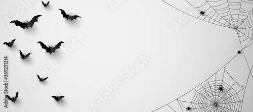 Fotografía Black 3d bats and spiders on paper.