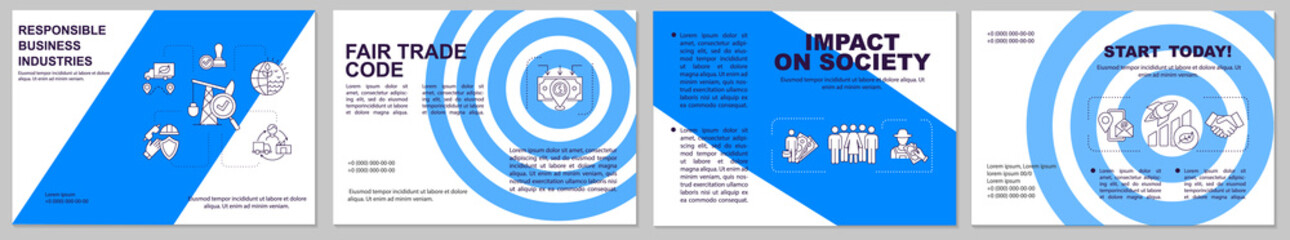 Responsible industrial production brochure template. Flyer, booklet, leaflet print, cover design with linear icons. Vector layouts for magazines, annual reports, advertising posters