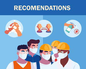 Wall Mural - recommendations to prevent covid in industry operators