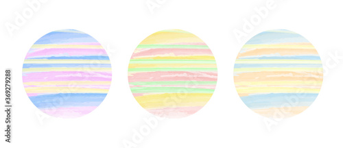Fotografía Set of three circular watercolour orbs