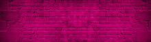 Abstract Magenta Pink Dark Colorful Painted Grunge Damaged Rustic Brick Wall Texture Banner Panorama	
