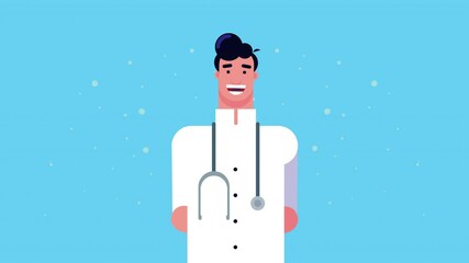 Poster - doctor with stethoscope worker character animated