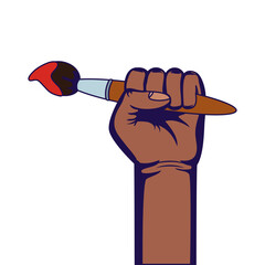 Poster - hand with paint brush tool isolated icon