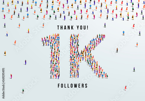 Cuadros en Lienzo Thank you, 1k or one thousand followers celebration design