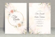 © StwStudio - Wedding invitation card set template with flowers and leaves watercolor
