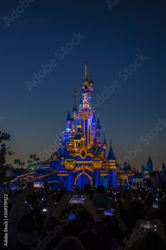 Disneyland Paris Castle Night - Night Performance Near Sleeping Beauty Castle In Disneyland Paris Disneyland Paris Euro Disney Resort Entertainment Resort In Marne La Vallee Marne La Vallee France March 30 2019 Buy This Stock Photo And Explore Similar