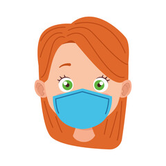 Poster - little girl wearing medical mask head character