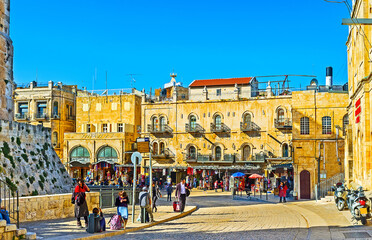 Sticker - The tourist street of Omar Ben el-Hatab, Jerusalem, Israel