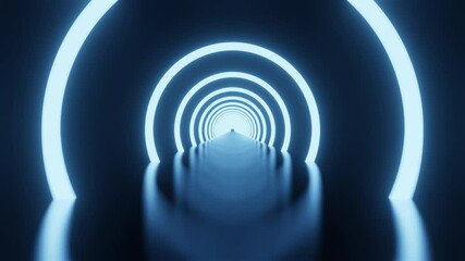 Wall Mural - motion graphic 4k simple empty dark futuristic sci fi room dark with lights and circle neon light . 