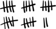 Tally marks count or prison wall sticks lines counter. Vector hash marks icons of jail or desert island lost day tally numbers counting in slash lines