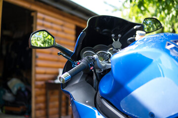 detail of a steering wheel of a motorcycle