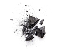 Pieces Of Broken Black Coal Isolated On White Background