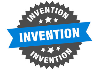 invention round isolated ribbon label. invention sign