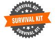 survival kit round isolated ribbon label. survival kit sign