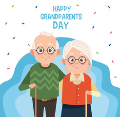 Poster - happy grandparents day card with old couple