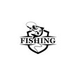 fishing logo with a shield vector frame