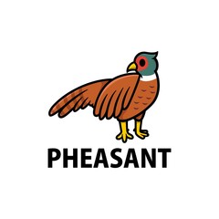 Canvas Print - cute pheasant cartoon logo vector icon illustration