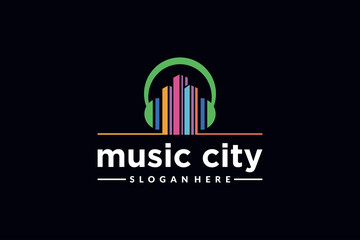 Wall Mural - music city colorful logo design vector