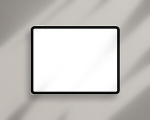 Modern tablet with blank white screen. Mockup template with shadow overlay. Photo mockup with clipping path.