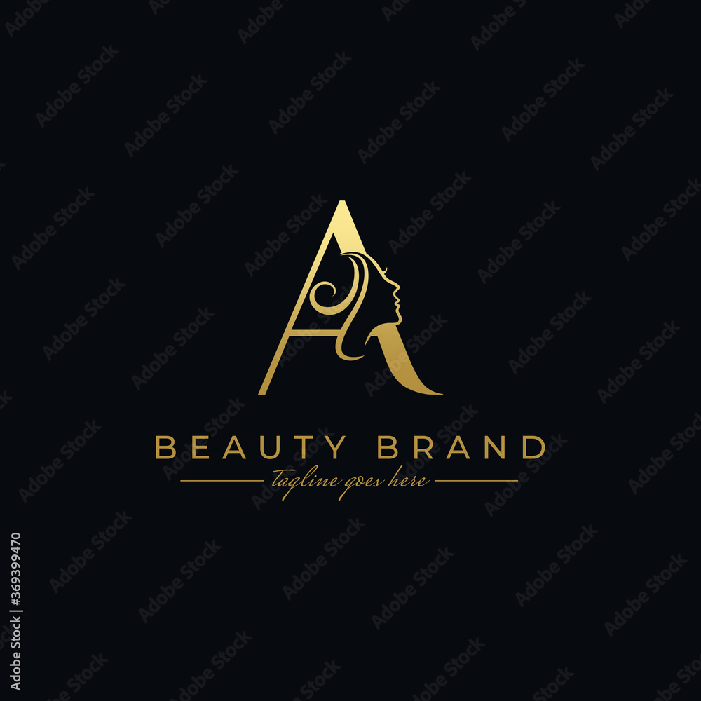 Letter A Beauty Face, Hair Salon Logo Design Stock Vector | Adobe Stock