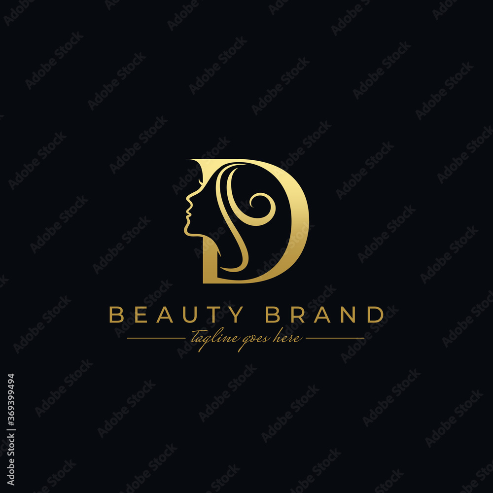 Letter D Beauty Face, Hair Salon Logo Design Stock Vector | Adobe Stock