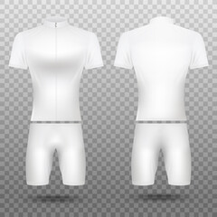 Template and mockup of clear and blank bike and bicycle uniform clothes.