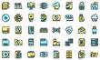 © ylivdesign - Storage icons set. Outline set of storage vector icons thin line color flat on white