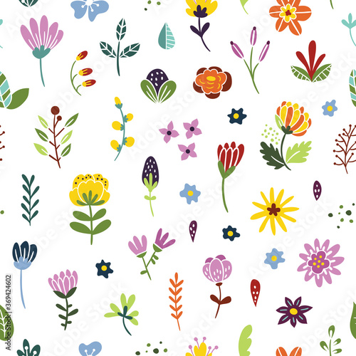 Obraz Dibond Beautiful flower background. Vector floral pattern. Seamless flower pattern. Colorful botanical backdrop