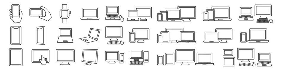 Simple computer icon set in various shapes