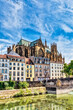View on the river Mosell in Metz and the The Cathedral of Saint Etienne, Lorraine, France